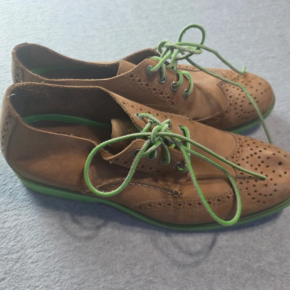 Sperry Top-Sider Mens Wingtip‎ Oxford Brogue Dress Shoes Tan Green 10.5